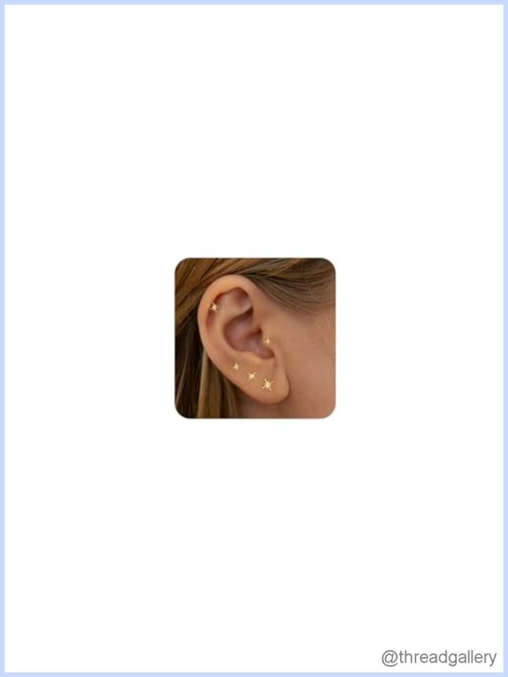 925 Sterling Silver Gold Plated Star Stud Earrings Set Hypoallergenic
